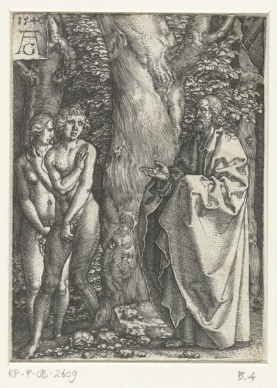 Ádám és Éva szégyellik Ádám és Éva története (sorozat címe) alkotó: Heinrich Aldegrever