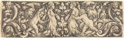 Kereszttábla szőlővel a közepén és Tritonok párjával, 1537. alkotó: Heinrich Aldegrever