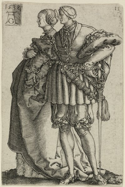 Táncoló pár, tizenegyes lemez a The Large Wedding-Dancers-től alkotó: Heinrich Aldegrever