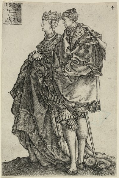Táncoló pár, négyes lemez a The Large Wedding-Dancers-től alkotó: Heinrich Aldegrever