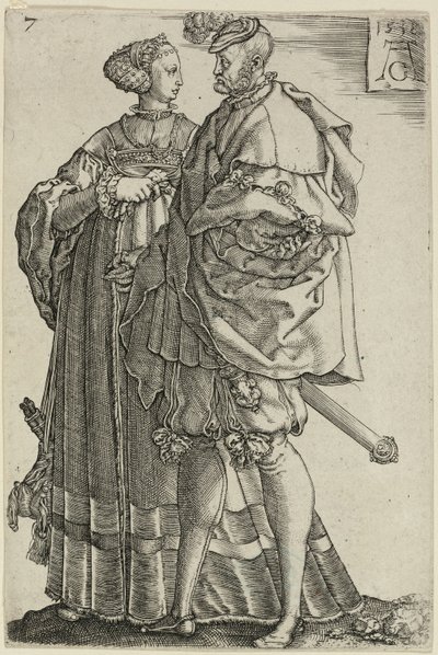 Táncoló pár, hetes lemez a The Large Wedding-Dancers-től alkotó: Heinrich Aldegrever