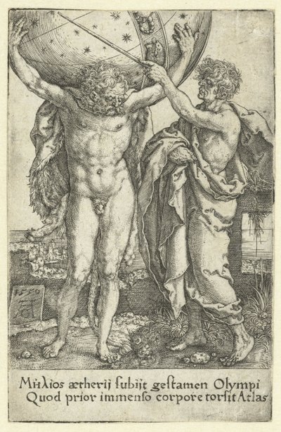 Herkules és Atlasz Hercules munkái (sorozat címe) alkotó: Heinrich Aldegrever