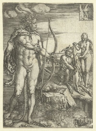Herkules megmenti Deianirát Nessustól Hercules munkái (sorozat címe) alkotó: Heinrich Aldegrever