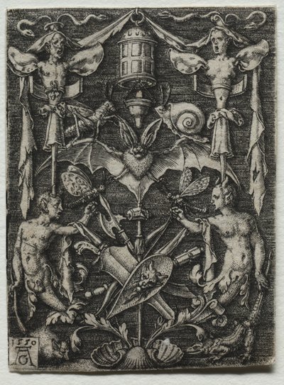 Díszkép denevérrel a közepén, 1550. alkotó: Heinrich Aldegrever