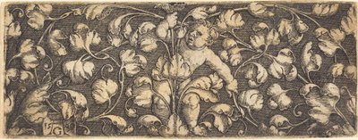 Dísz lombozattal és gyermekkel a közepén, 1539. alkotó: Heinrich Aldegrever