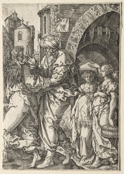 Lót története: Lót és családja Szodomából menekülve, 1555. alkotó: Heinrich Aldegrever