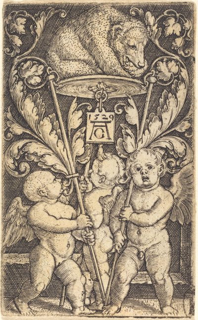 Három Ámor és egy medve, 1529. alkotó: Heinrich Aldegrever