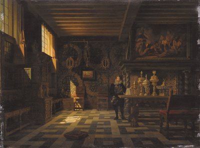 Egy 17. századi palota belseje (olaj, vászon) alkotó: Heinrich Anton Heger