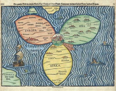 A három kontinens, Jeruzsálem a világ közepén, Heinrich Buntig (Buentig) (1545-1606) alkotó: Heinrich Buntig