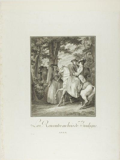 Találkozás a boulogne-i erdőben, a Monument du Costume Physique et Moral de la fin du Dix-huitième siècle című kötetből alkotó: Heinrich Guttenberg
