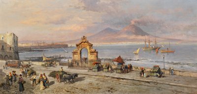 Heinrich Hiller - A Nápolyi-öböl látképe a Vezúvval alkotó: Heinrich Hiller