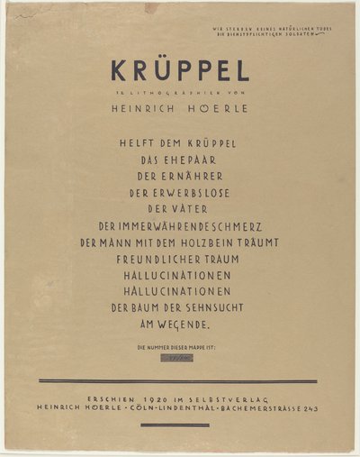 nyomorékok alkotó: Heinrich Hoerle