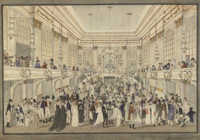 Álarcosbál a bécsi Hofburg Redoutensaaljában, c. 1815. alkotó: Heinrich Joseph Schütz