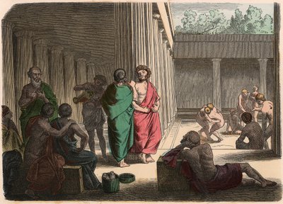 Az ókori Görögország: A gimnáziumban. Platonisták, epikurusok, cinikusok és birkózók alkotó: Heinrich Leutemann
