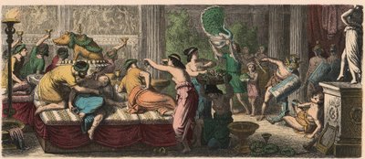 Az ókori Róma: bankett gladiátorok előadásával alkotó: Heinrich Leutemann