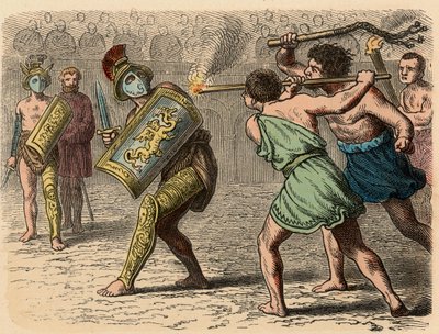 Az ókori Róma: Egy gyáva gladiátor a harcban, 1866 alkotó: Heinrich Leutemann