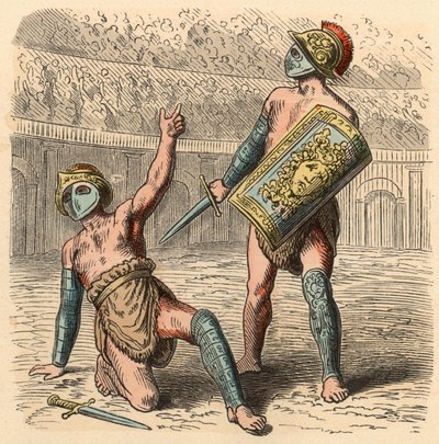 Az ókori Róma: Gladiátorok harca az amfiteátrumban alkotó: Heinrich Leutemann