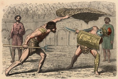 Az ókori Róma: Gladiátorok harca az amfiteátrumban alkotó: Heinrich Leutemann