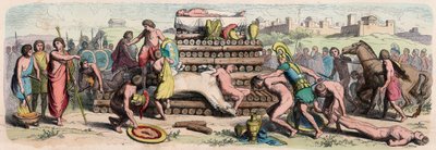 Archaikus korszak Görögországban: egy hős elhamvasztása állat- és emberáldozattal alkotó: Heinrich Leutemann