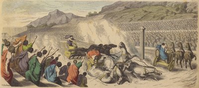 Szekérverseny az olimpiai játékokon az ókori Görögországban (színes metszet) alkotó: Heinrich Leutemann