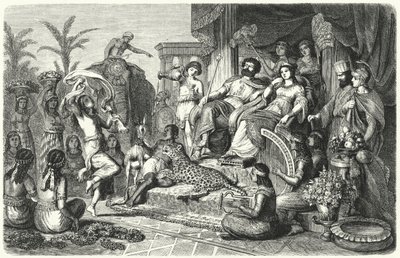 Udvari jelenet az egyik hellenisztikus királyságból, amelyre Nagy Sándor birodalma a halála után kettészakadt (metszet) alkotó: Heinrich Leutemann