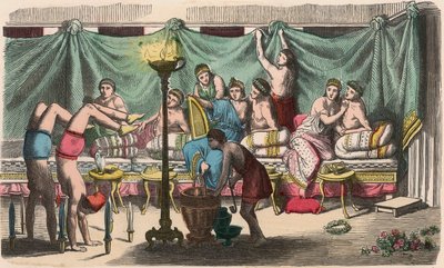 Görögország a köztársaságok idején: bankett és torna alkotó: Heinrich Leutemann