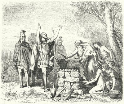 Pausanias áldozatot hozott az isteneknek a plataiai csata előtt, ie 479 (metszet) alkotó: Heinrich Leutemann