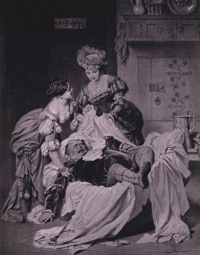 Jelenet Shakespeare A windsori víg feleségek című művéből (III. felvonás, 3. jelenet) (litó) alkotó: Heinrich Lossow