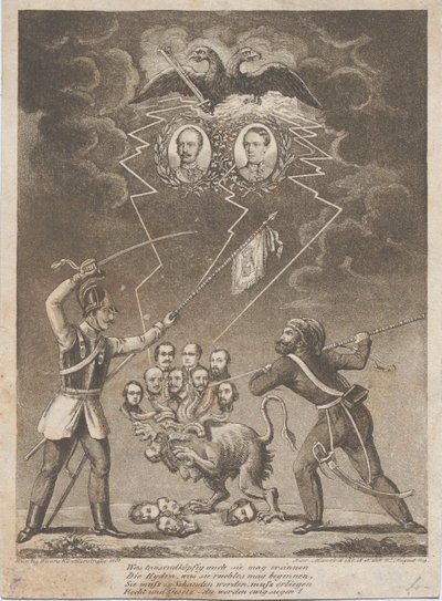 Az 1849-es, 1849-es magyar forradalom leverésének allegóriája. alkotó: Heinrich Mansfeld