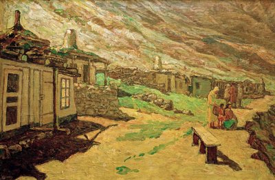 Régi falu a Kaukázusban, 1940. alkotó: Heinrich Vogeler