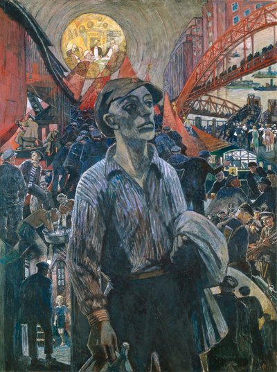 Egy hamburgi hajógyár dolgozója, Hamburg elvtárs, 1928. alkotó: Heinrich Vogeler