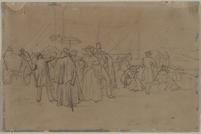 Rhine Steamer recto utasai, 1800-as évek második vagy harmadik negyede. alkotó: Heinrich von Mayr