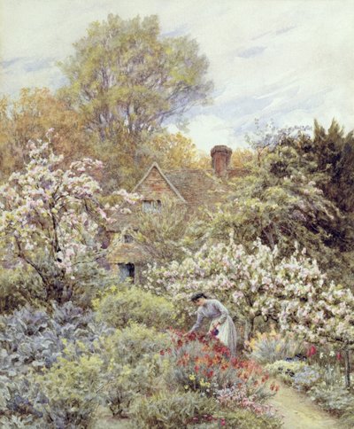 Egy kert tavasszal (akvarell, papír) alkotó: Helen Allingham