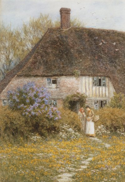 Kentish Cottage (akvarell karcolással) alkotó: Helen Allingham