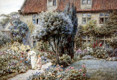 Manor Farm Garden, Yorkshire, 1901 körül (akvarell papíron) alkotó: Helen Allingham