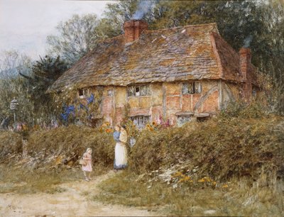 Old Surrey Cottage (akvarell karcolással) alkotó: Helen Allingham