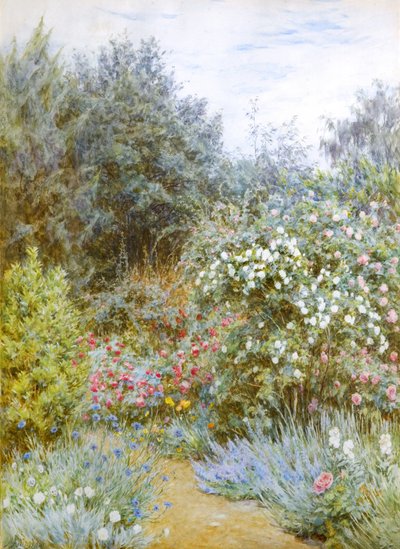 Rózsák Gertrude Jekyll kertjében, Munstead Wood, Surrey (akvarell) alkotó: Helen Allingham