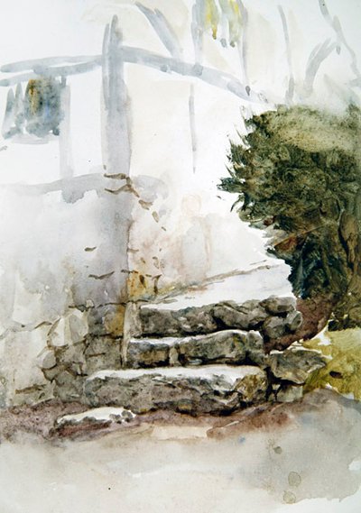 Steps at Bearsted, Kent (akvarell papíron) alkotó: Helen Allingham