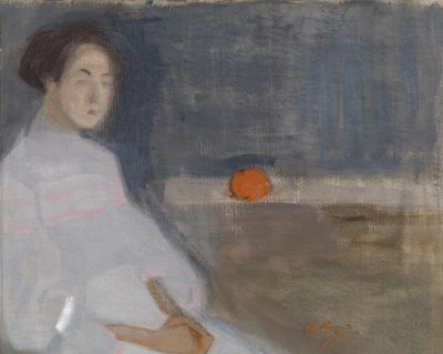 Jelmezes kép I (Narancsot tartó lány, a pék lánya) alkotó: Helene Schjerfbeck