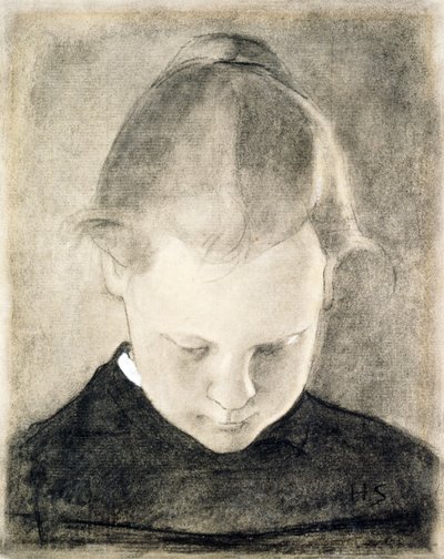 Az olvasó lány, 1905 körül (faszén és gouache papíron) alkotó: Helene Schjerfbeck