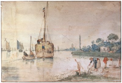 Egy bárka szénával, c1625-c1634 alkotó: Hendrick Avercamp