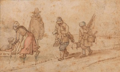 Alakok téli tájban alkotó: Hendrick Avercamp