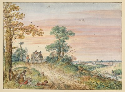 Országút lovas kocsival alkotó: Hendrick Avercamp