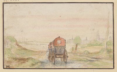 Országút vörös hintóval alkotó: Hendrick Avercamp