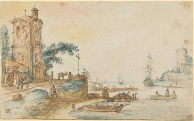 Jelenet bal oldalon álló toronnyal alkotó: Hendrick Avercamp