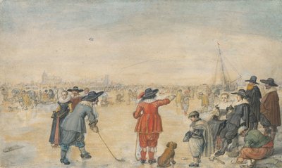 Téli játékok a Frozen River Ijssel-en alkotó: Hendrick Avercamp