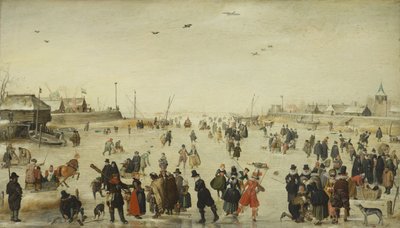 Téli jelenet egy befagyott csatornán alkotó: Hendrick Avercamp