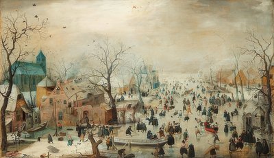 Téli táj korcsolyázókkal. 1608 körül alkotó: Hendrick Avercamp