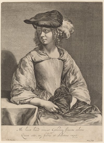Lány tollas kalapban alkotó: Hendrick Bary after Gerard ter Borch the Younger
