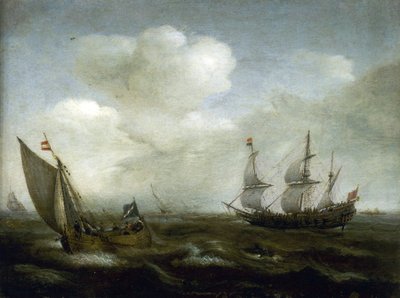 Holland hajó és halászhajó a szélben alkotó: Hendrick Cornelisz Vroom